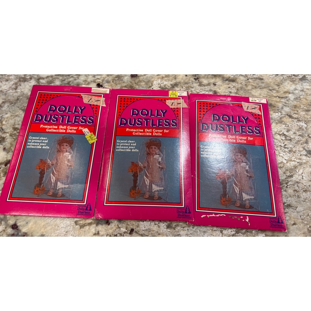 Vintage Dolly Dustless Protective Doll Cover Lot of 3 for 12 Inch Dolls Clear